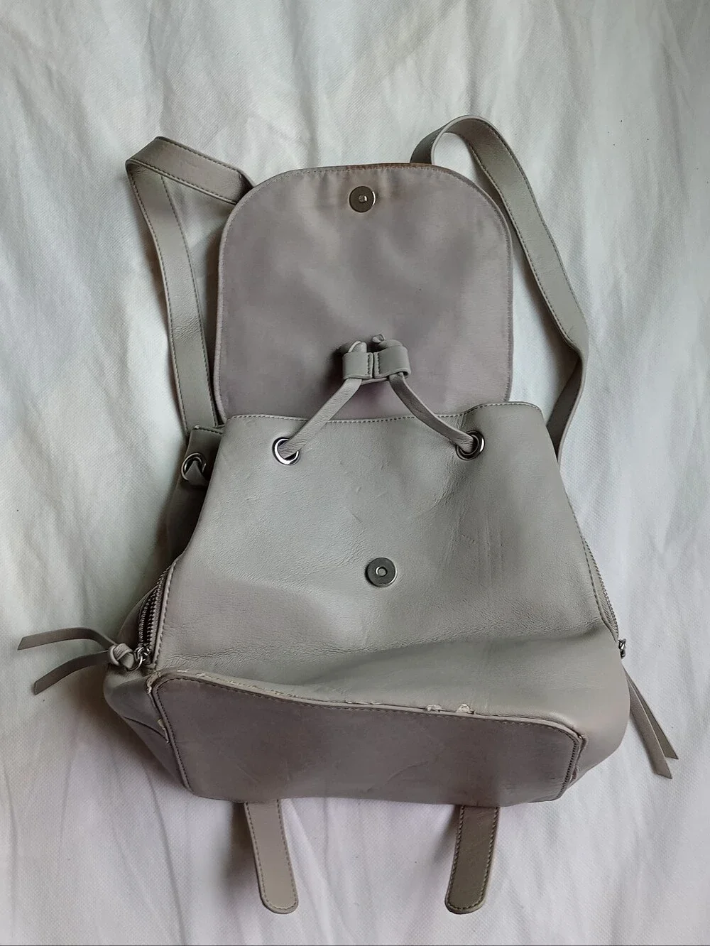Forever 21 Light Gray Drawstring Backpack